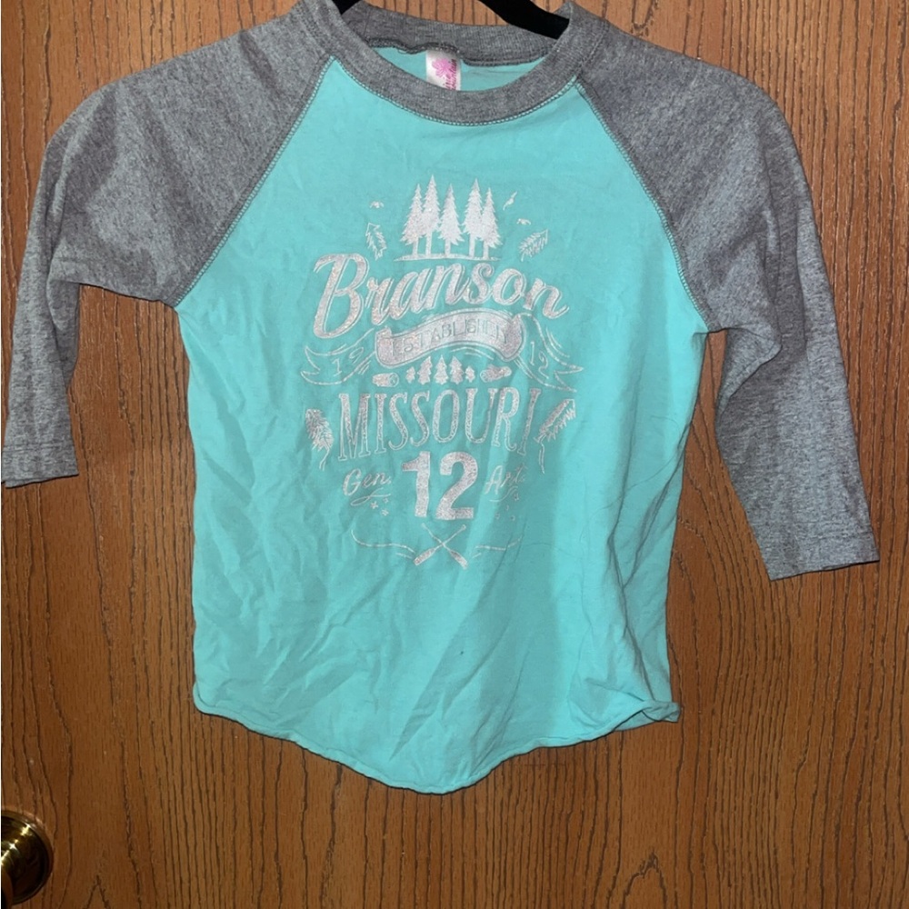 Gray and Teal Kids Raglan Shirt